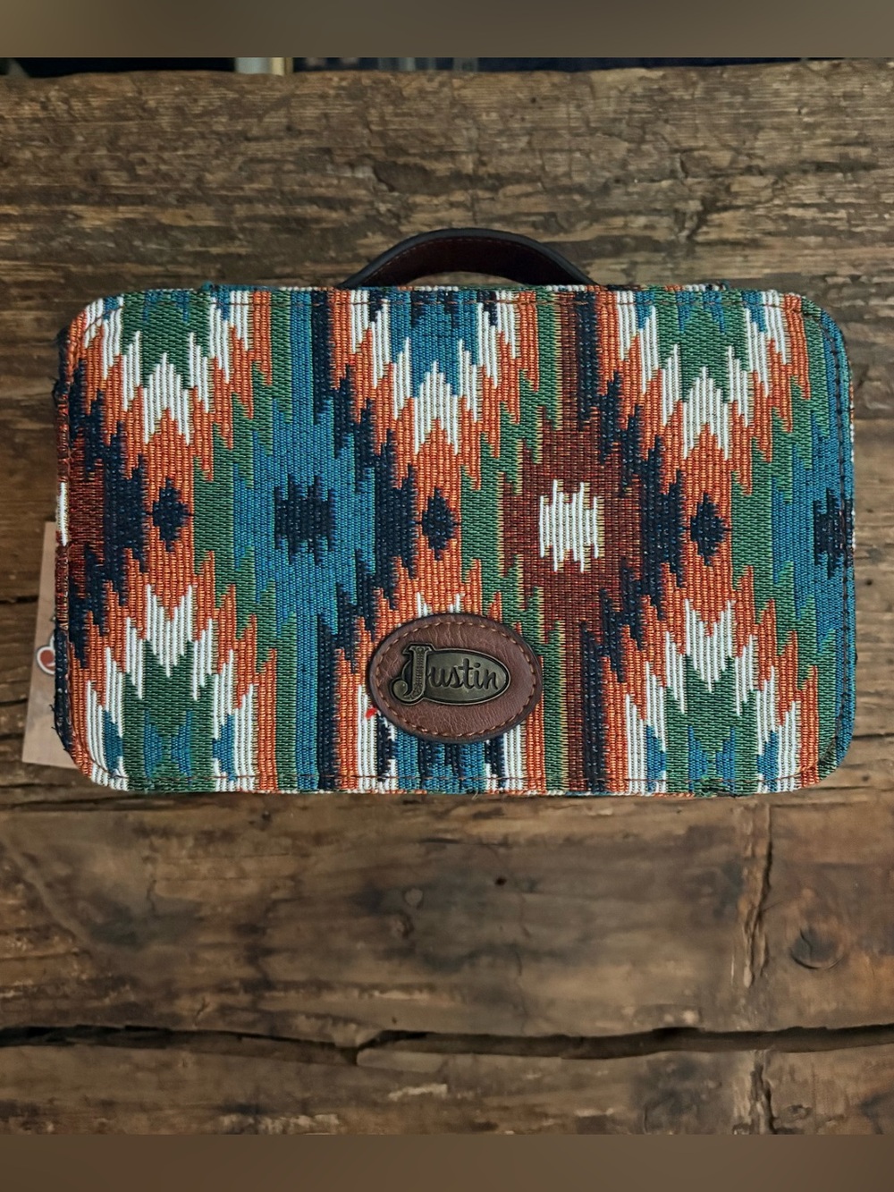 NWT Justin Boots Large Aztec Print Jewelry Travel Case